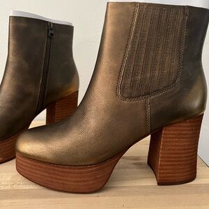 Kork-Ease Copper Heeled Boots with Chunky Platform